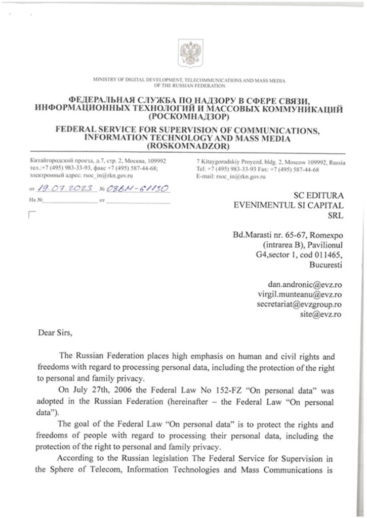 Federația Rusă avertizează Evenimentul Zilei! Mâna lungă a Moscovei va ajunge și la București!