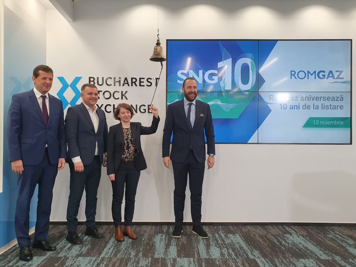 Romgaz a atins o capitalizare de 4 miliarde de euro. Compania a aniversat 10 ani pe bursă