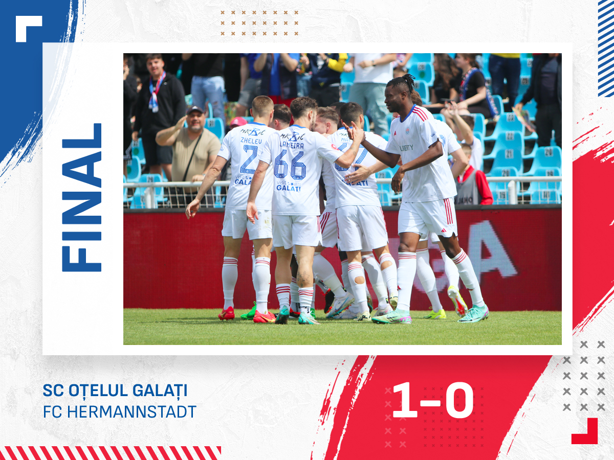 Oțelul Galați, victorie fără glorie în meciul cu Hermannstadt. Joc anost, fără sare și piper