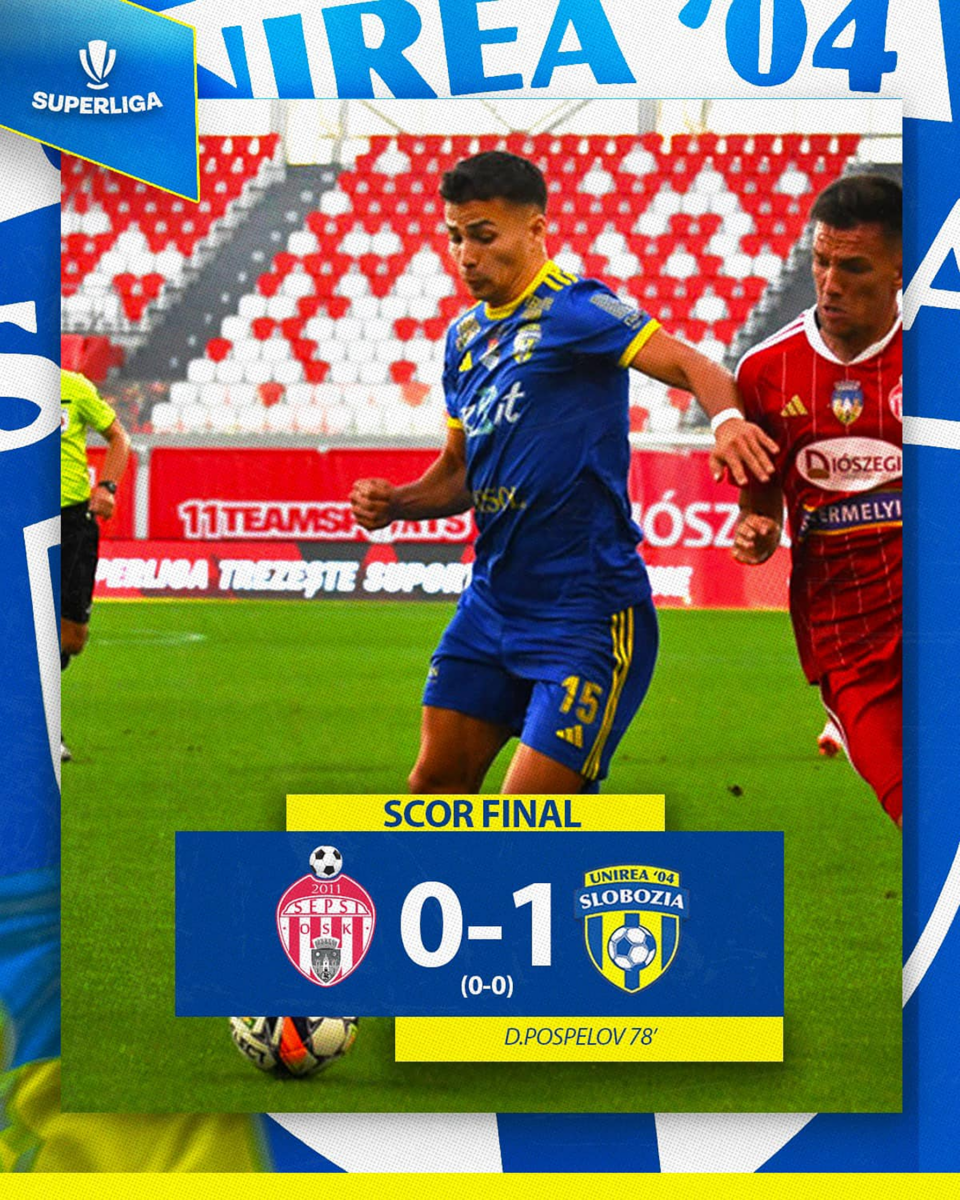 SuperLiga. Mare lovitură dată de Unirea Slobozia la Sepsi Sfântu Gheorghe