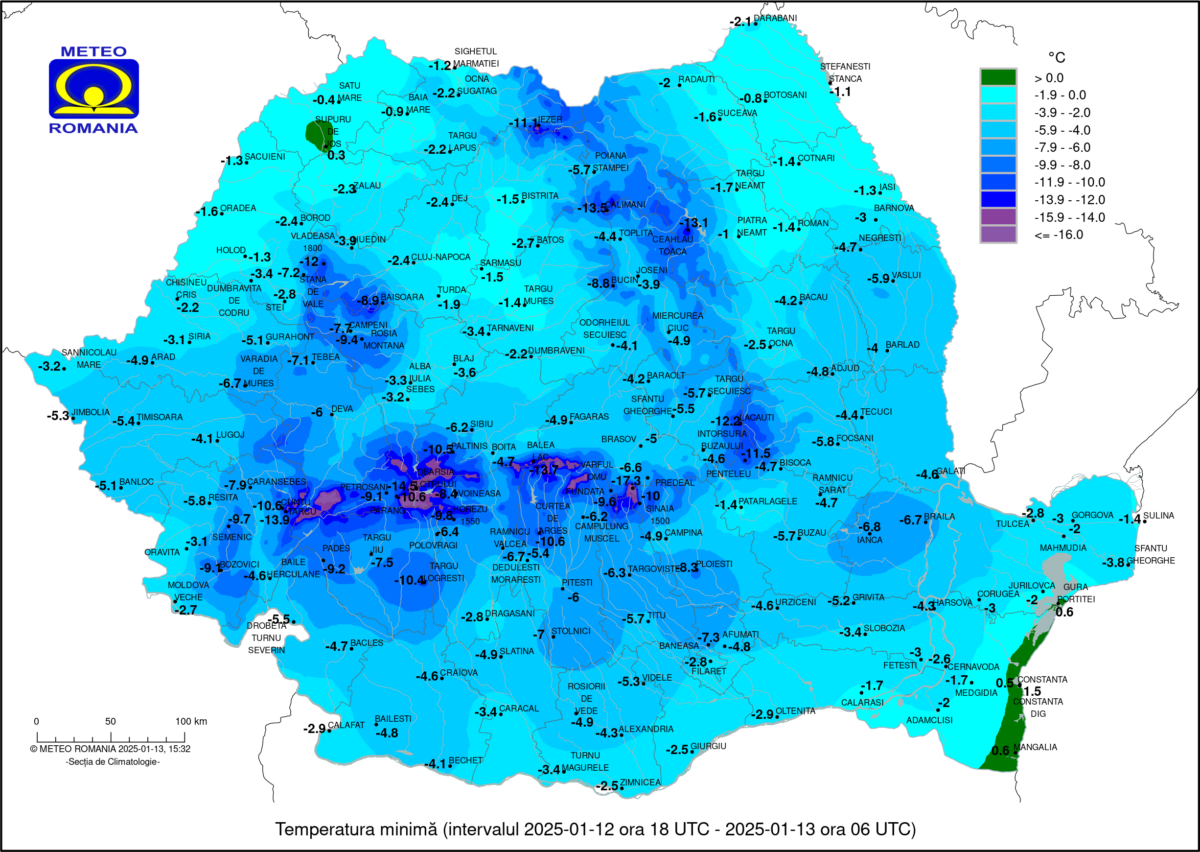 România tremură de frig. Temperaturile coboară până la praguri istorice