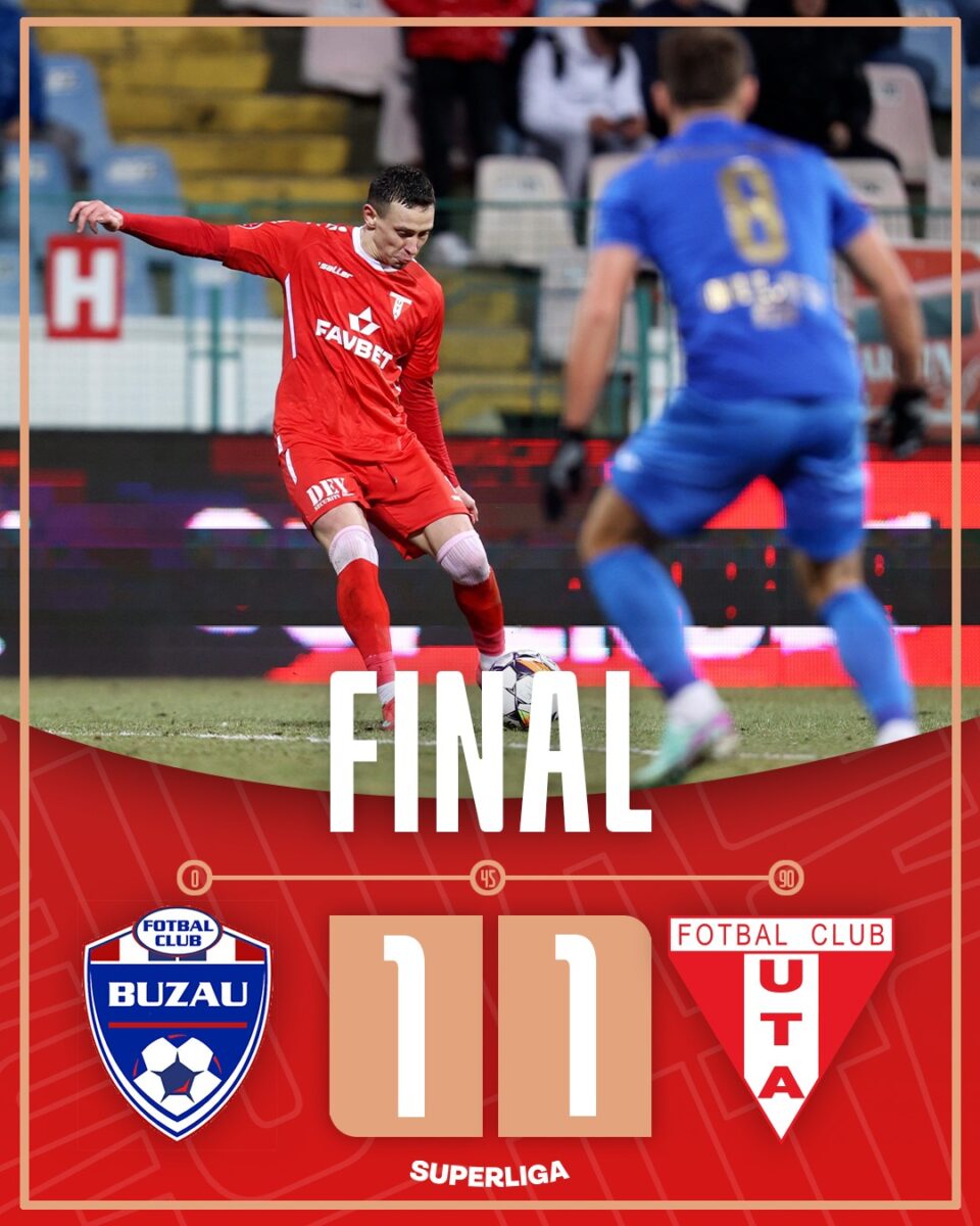 Gloria Buzău - UTA, 1-1. Gazdele au irosit, în ultimele secunde, șansa unei victorii vitale