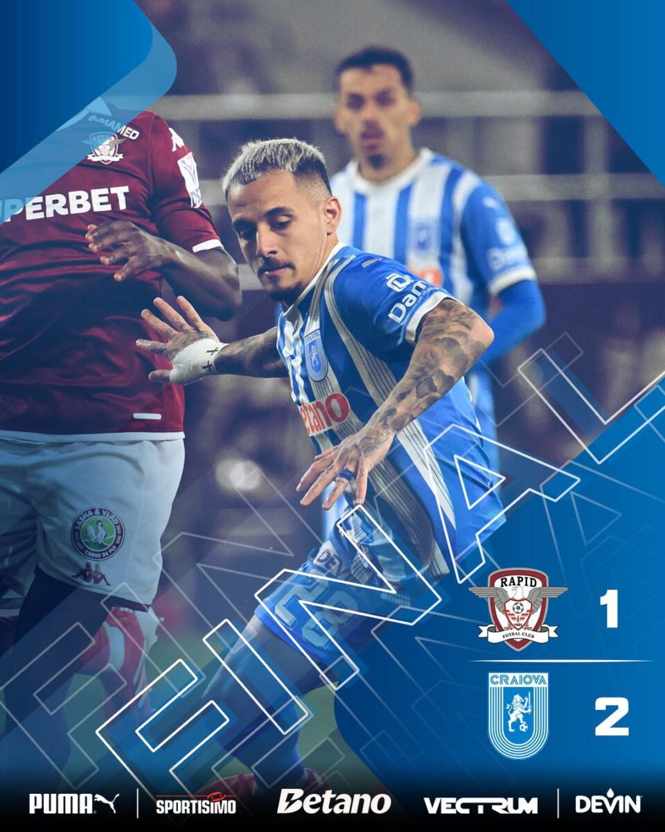 Rapid - Universitatea Craiova, 1-2. Oltenii au lovit decisiv în ultimele secunde. Mitriță, erou în Giulești