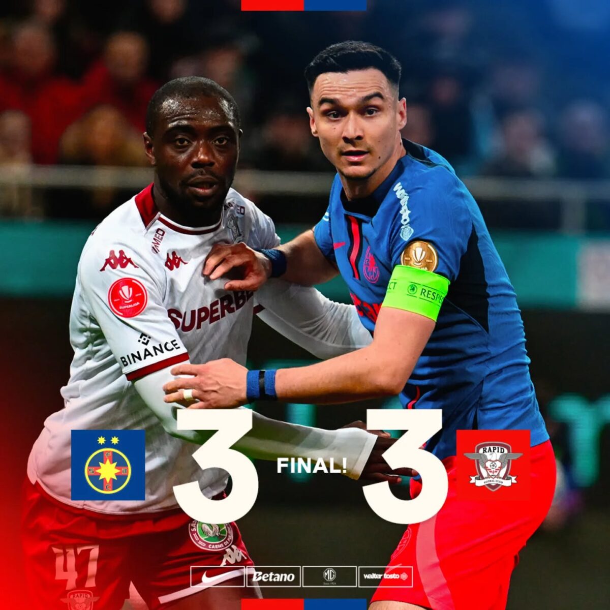 Derby spectaculos. FCSB-Rapid, 3-3. Echipa lui Becali, 15 meciuri fără înfrângere