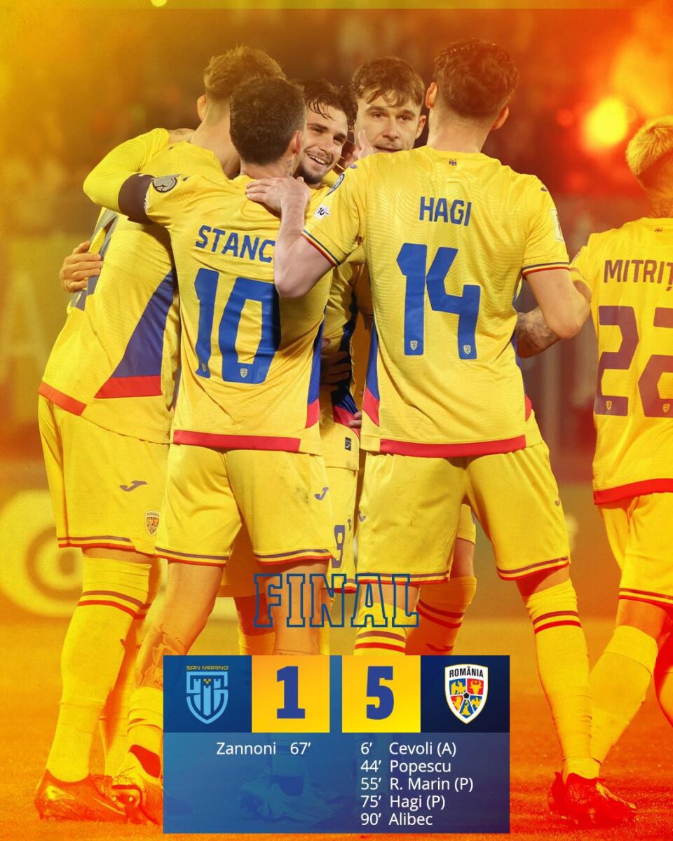 San Marino-România, 1-5. Victorie lejeră și primele puncte pentru tricolori