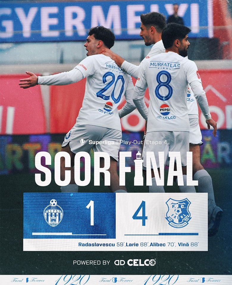 Superliga. Sepsi - Farul, 1-4. Echipa lui Hagi a reușit o repriză de vis la Sfântu Gheorghe