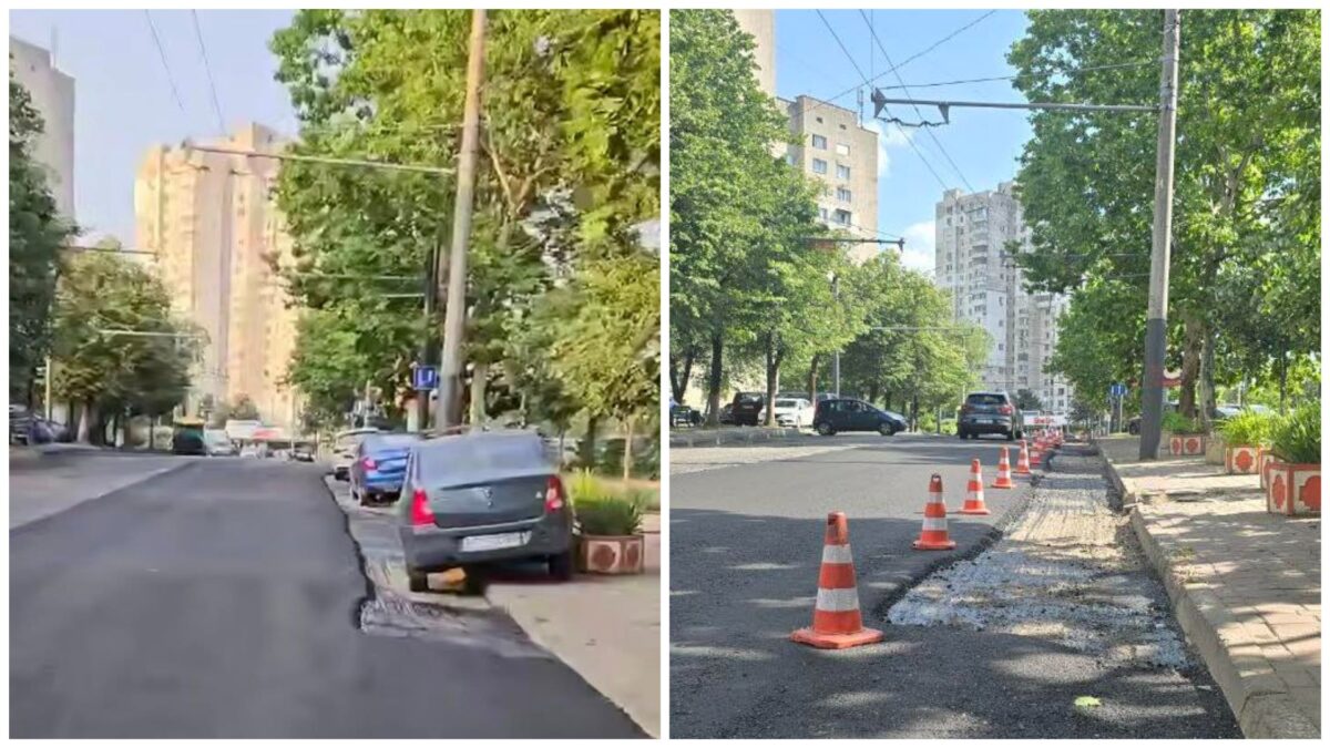 Asfalt cu obstacole. O stradă din Capitală, reabilitată printre mașini
