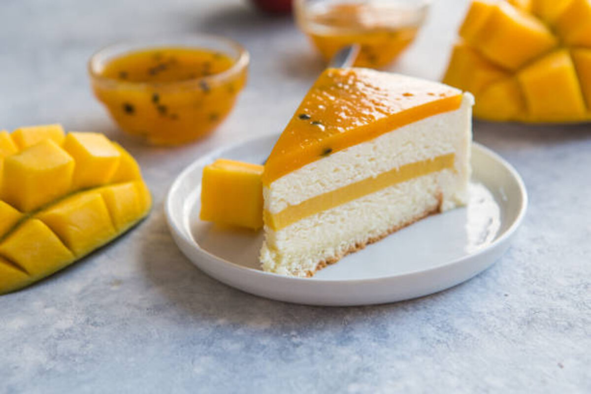 Rețetă dietetică de cheesecake cu mango. Are puține calorii