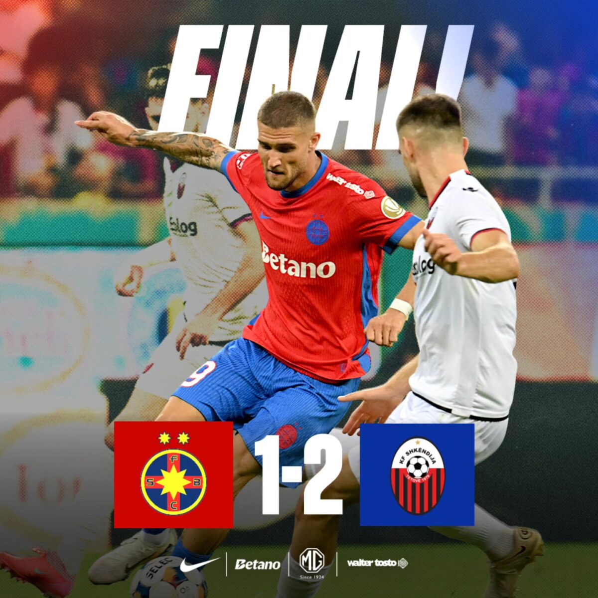 FCSB - Shkendija, 1-2. Rușine de neuitat pe Arena Națională. Campioana României, catastrofală în Liga Campionilor