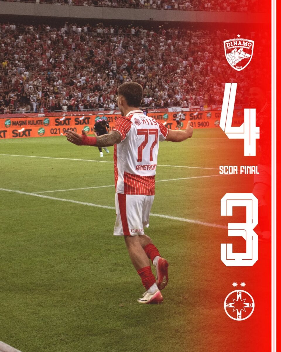 Derby de foc pe Arena Națională: Dinamo a învins FCSB cu 4-3