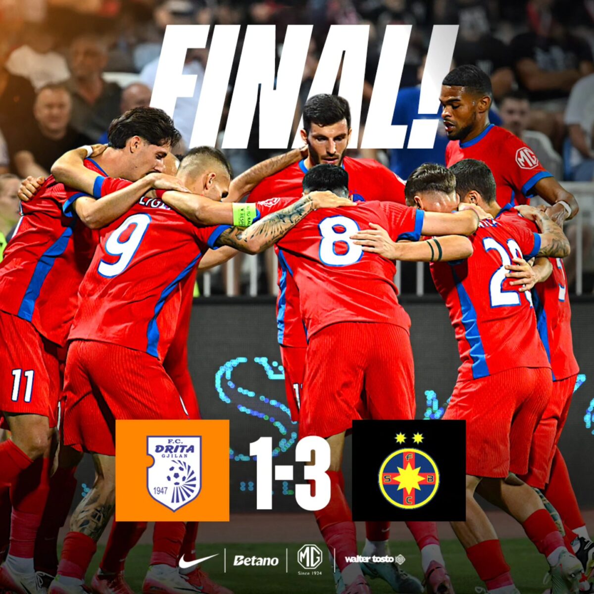 FCSB, în play-off-ul Europa League: 3-1 cu FC Drita. Urmează meciul cu Aberdeen