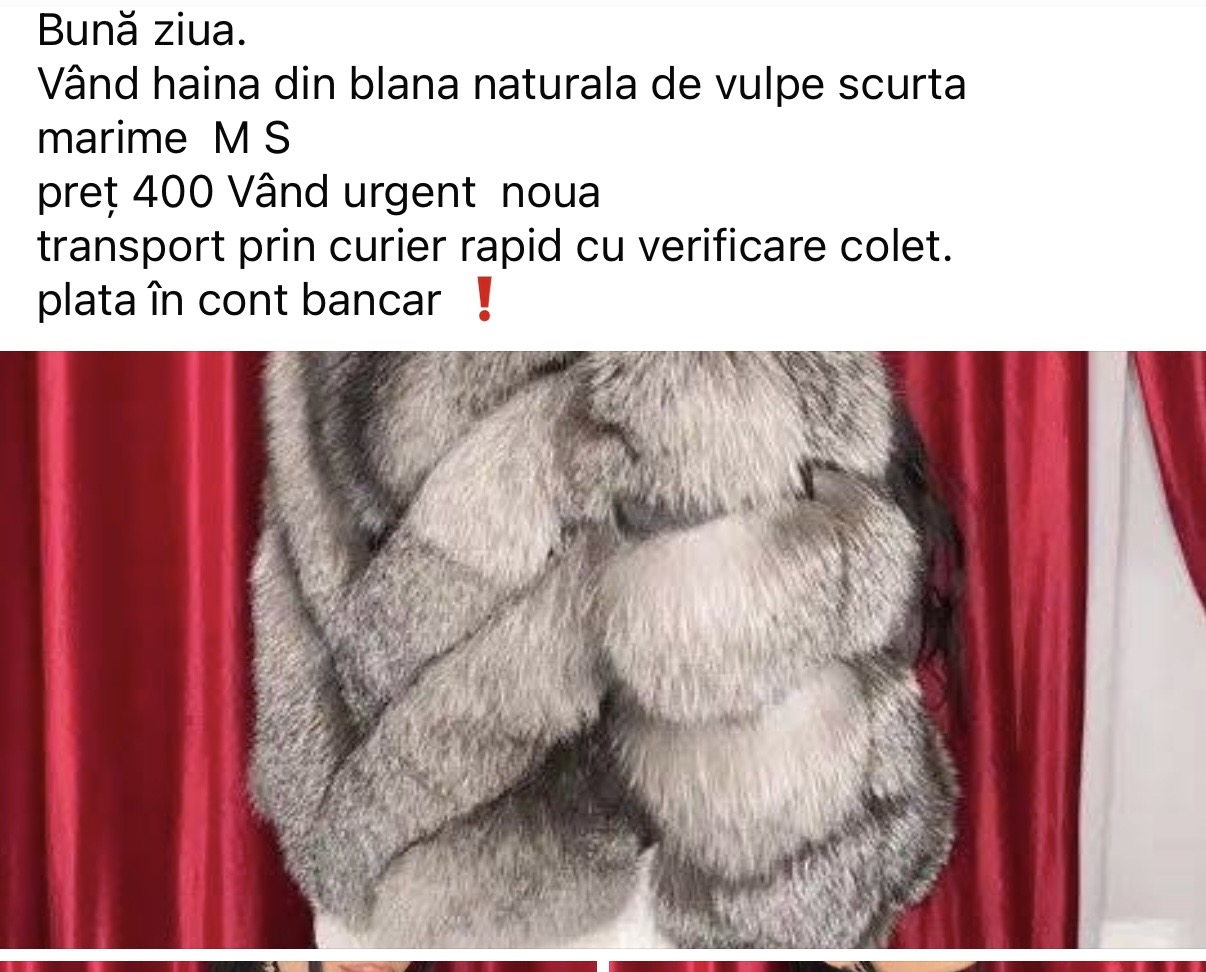 Haine de blană naturală la 400 de lei, ultima țeapă pe internet