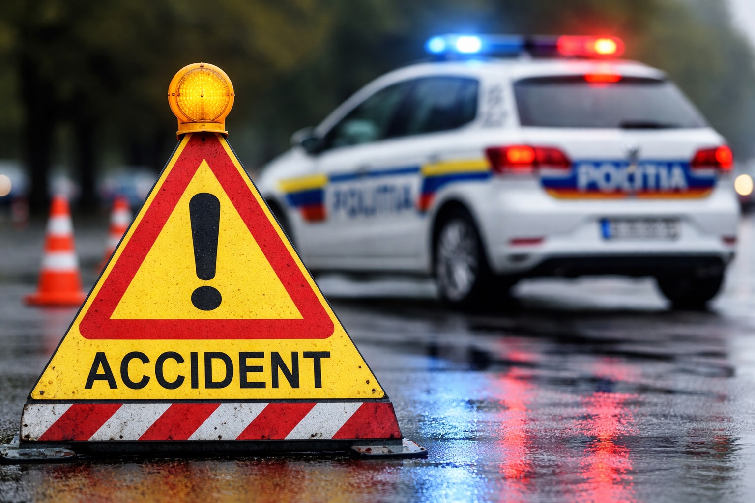 Accident spectaculos în Olt. Două persoane rănite, iar vinovatul refuză orice test