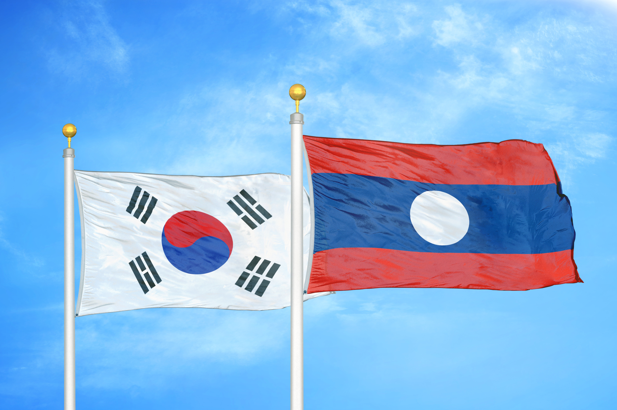 drapele Coreea de Sud și Laos