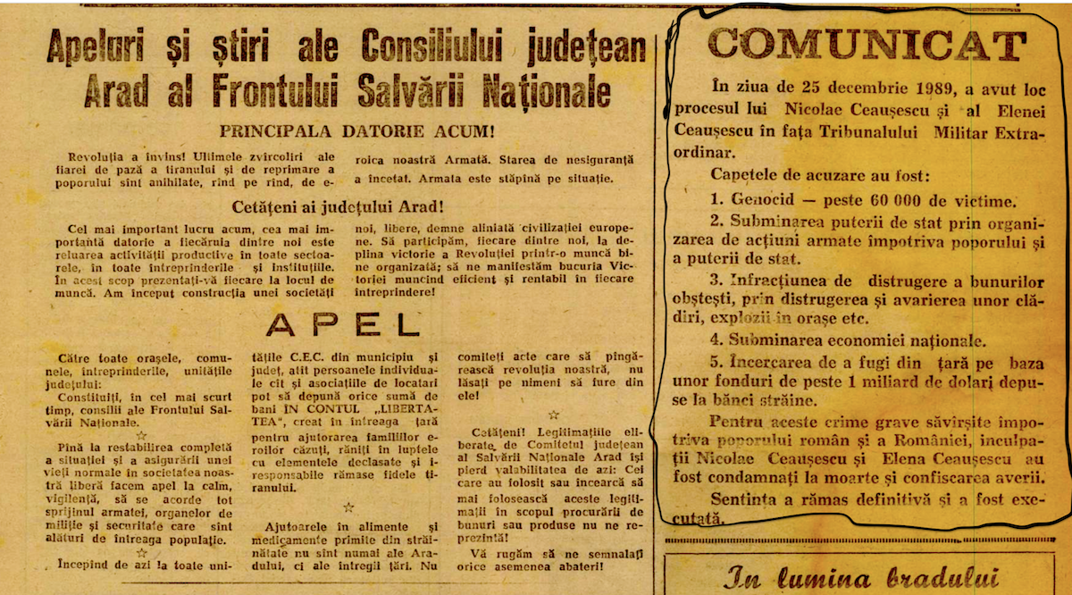 25 decembrie. Stenograma completă a procesului soților Ceaușescu. Acuzațiile, apărarea și sentința