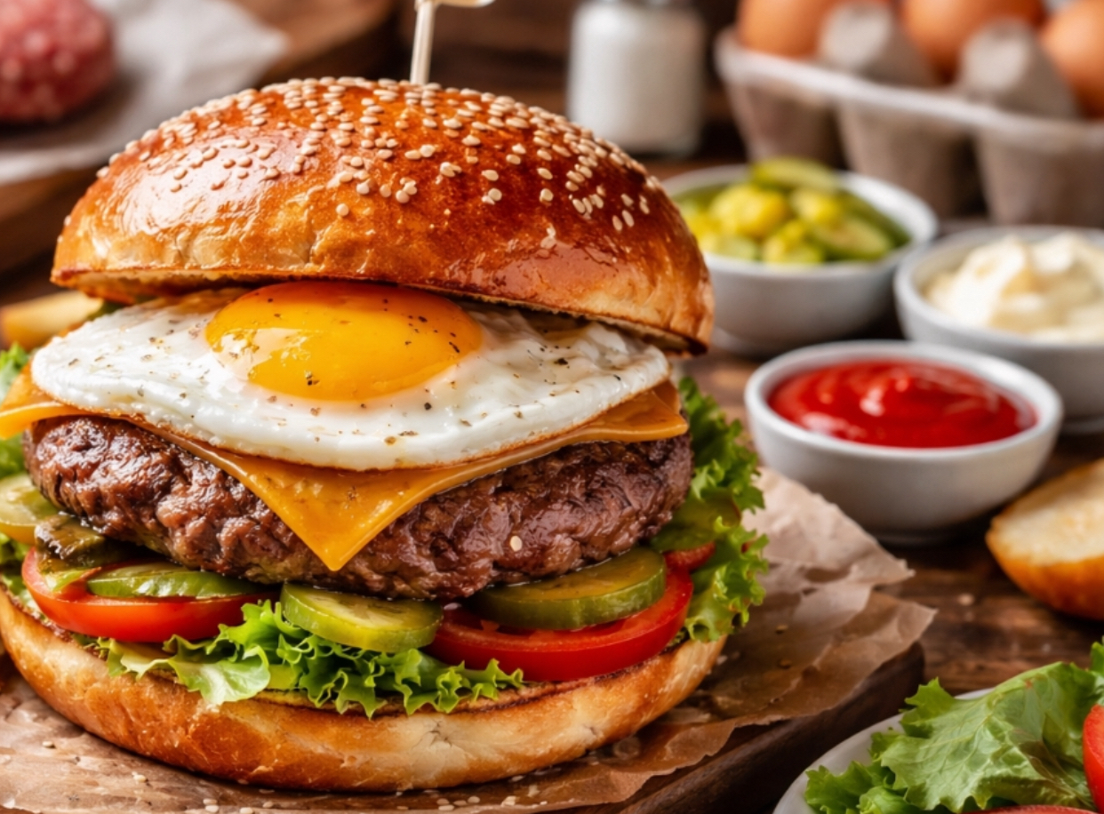 Cum poți pregăti acasă cel mai suculent burger cu vită și ou. Economisește câțiva zeci de lei și te bucuri de un gust incredibil