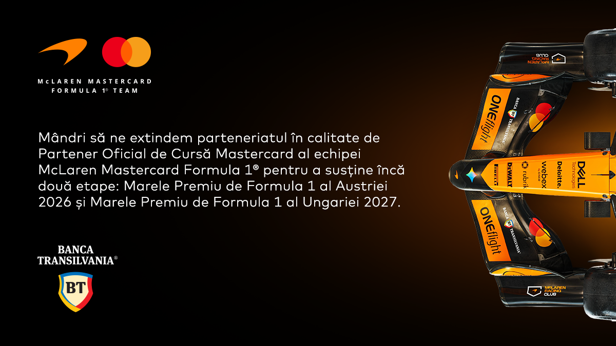 Parteneriatul dublu Banca Transilvania – McLaren Mastercard Formula 1 ® Team: BT, în prim-plan la două curse în sezonul 2026 al Formulei 1