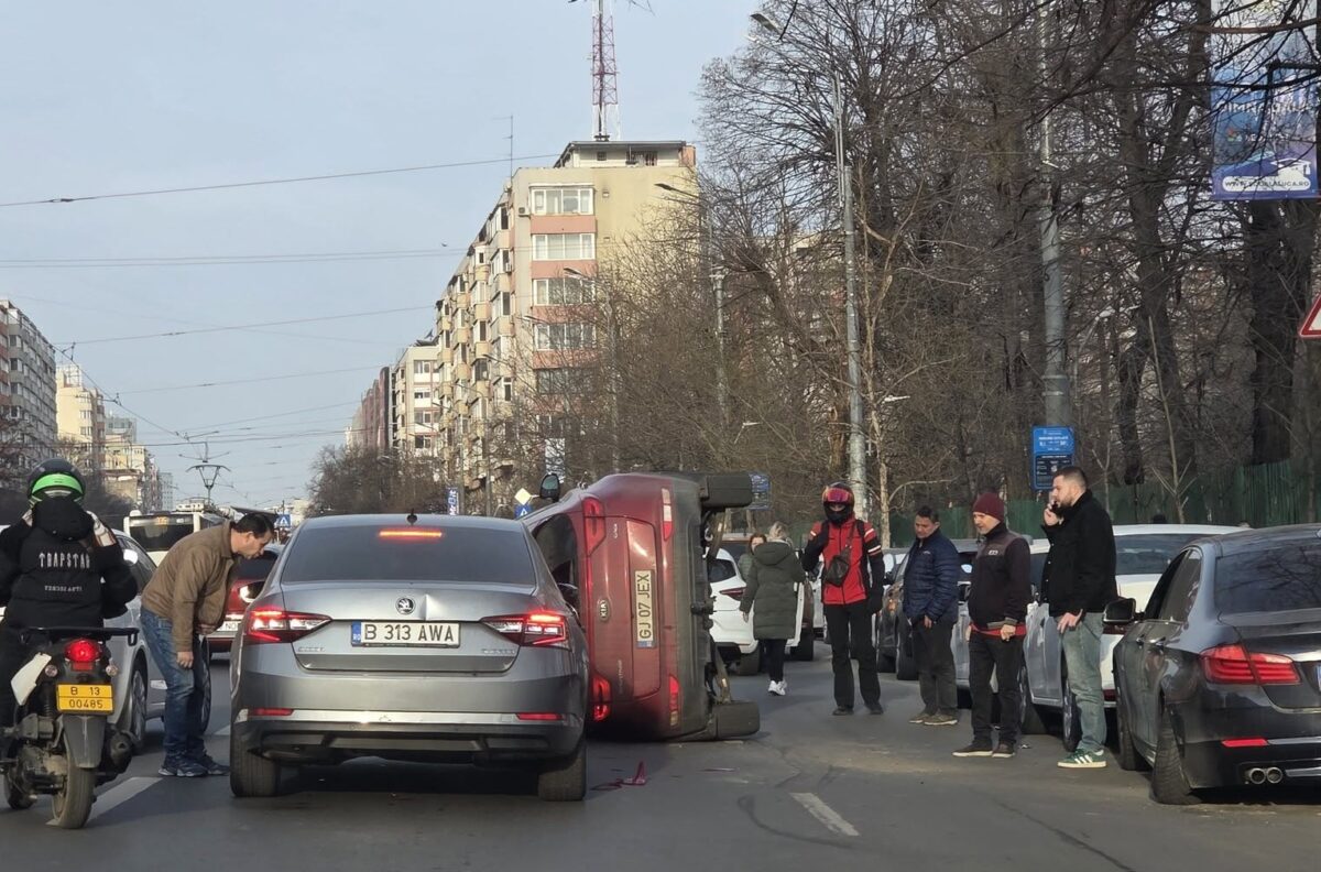 Accident în lanț lângă Spitalul Colentina. Şase mașini implicate, o persoană a ajuns la spital