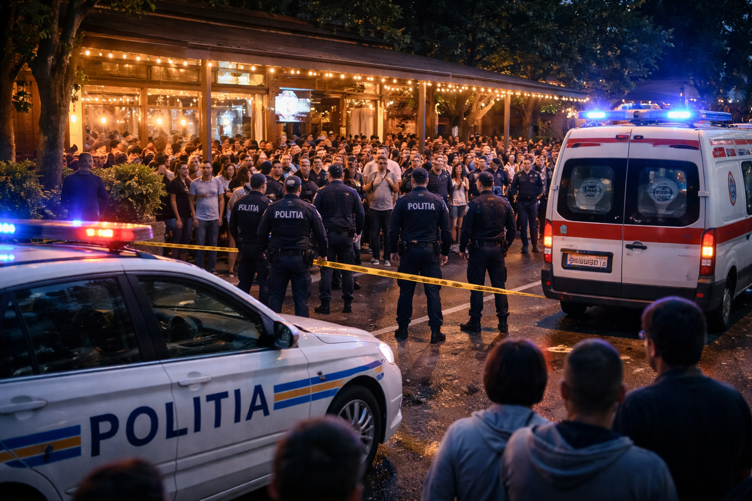 Bătaie pe terasa unui restaurant din Cluj. Arma unui polițist s-a descăract accidental