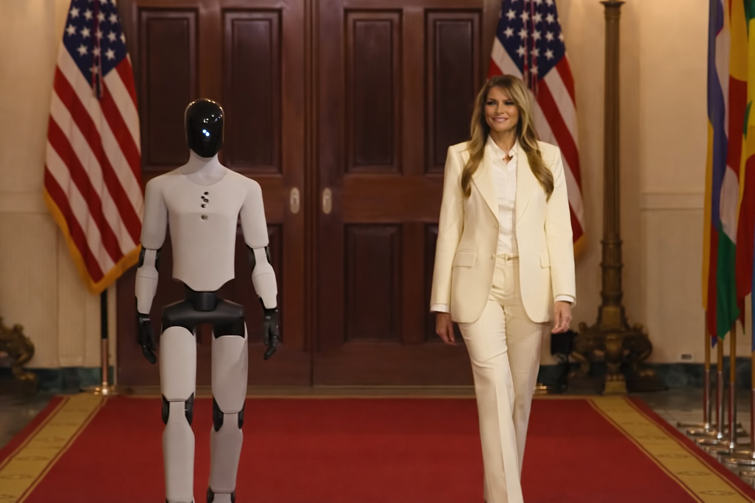 Melania Trump, la braț cu un robot revoluționar. Ce știe să facă „mașina” cu care l-a înlocuit pe președintele SUA