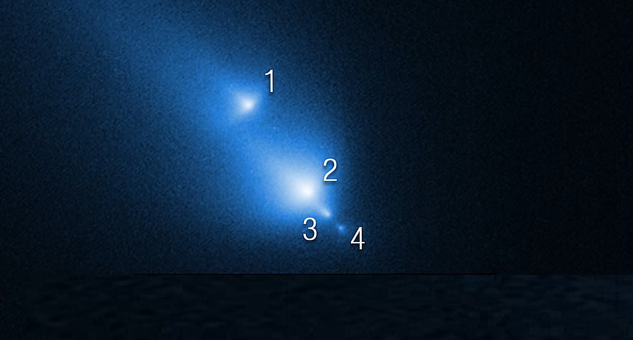 Moment rar, surprins de Hubble: cometa Atlas s-a fragmentat în mai multe bucăți