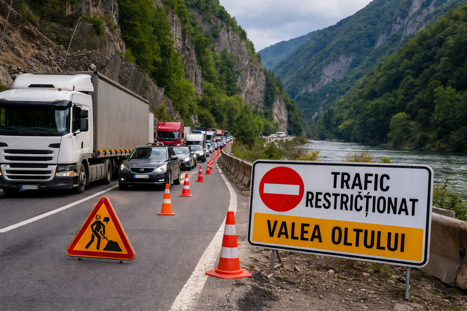 Vacanța începe cu restricții de trafic pe Valea Oltului. Când se termină coșmarul șoferilor