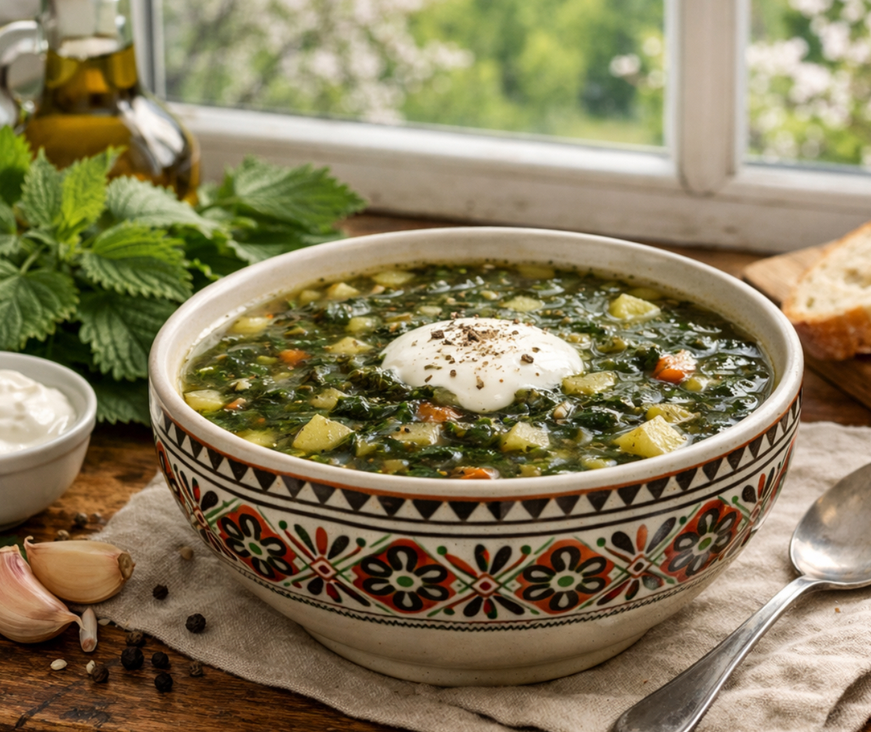 Ciorbă de urzici cu usturoi. Rețeta gospodinelor din  Transilvania