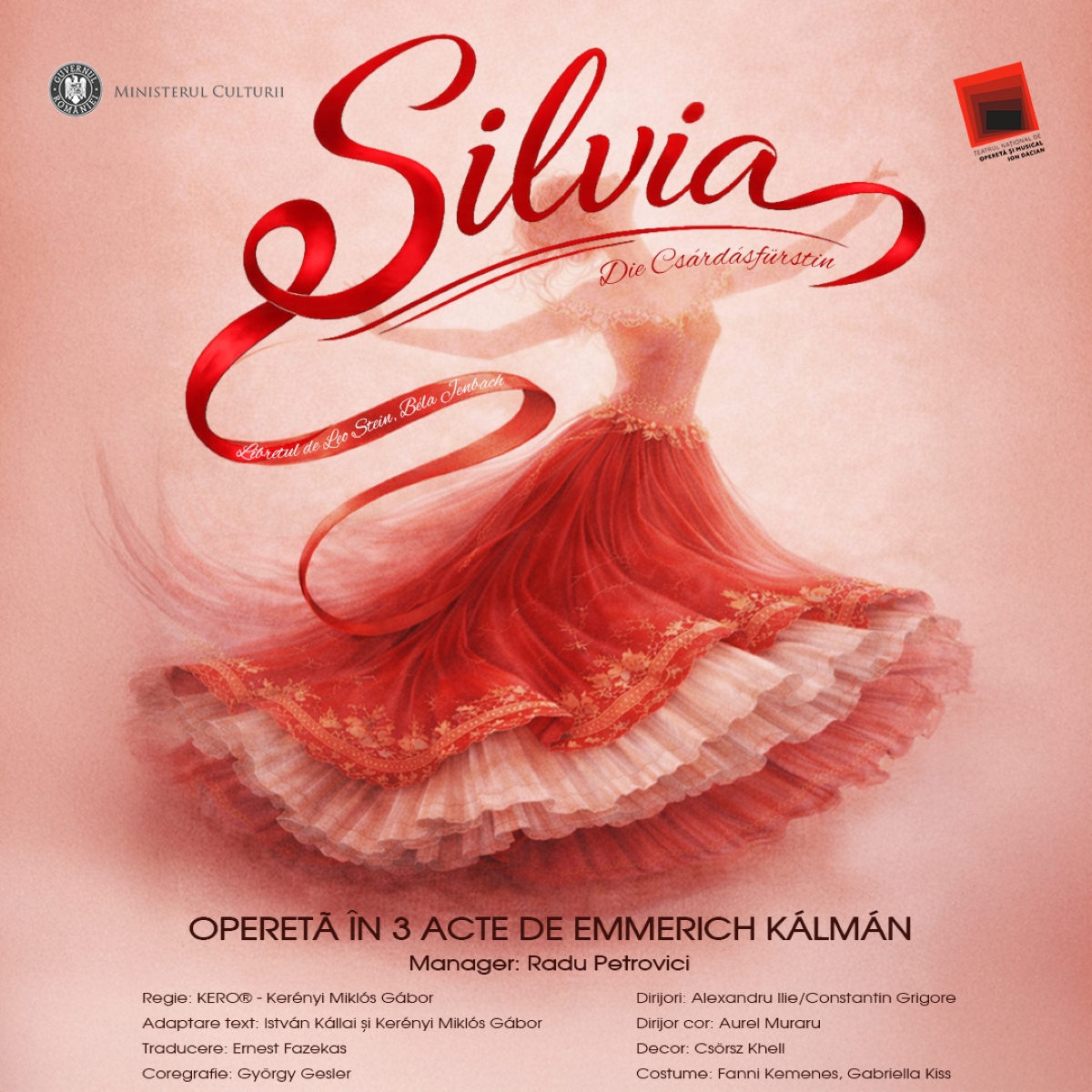 Repetiția generală a operetei Silvia - dedicată elevilor și studenților. Teatrul Național de Operetă și Musical „Ion Dacian", 24 martie 2026, ora 19.00