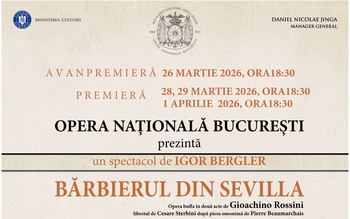 Premiera operei „Bărbierul din Sevilla”, într-o nouă viziune semnată de Igor Bergler, pe scena ONB