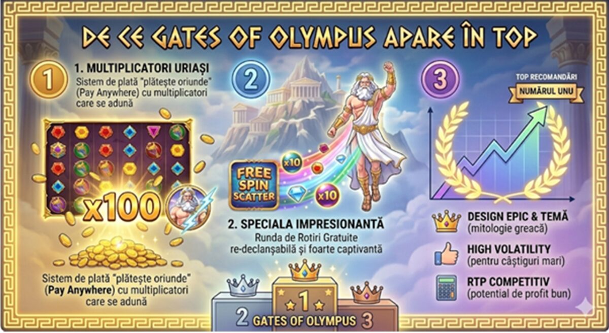 De ce Gates of Olympus apare în topul preferințelor la majoritatea cazinourilor