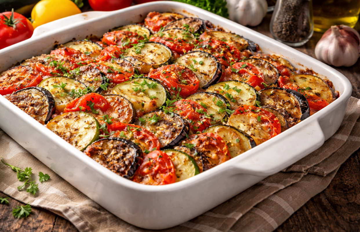 Musaca de post cu vinete și dovlecei. O rețetă cu puține calorii