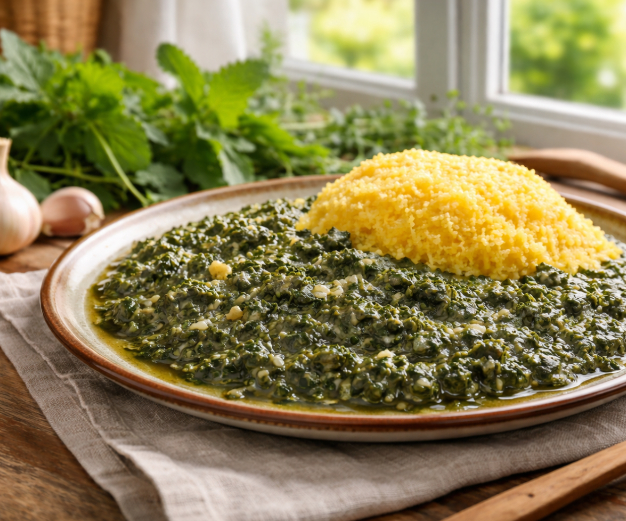 Mâncare de urzici cu usturoi și mămăligă. Preparatul care adună toată familia la masă în zilele de post