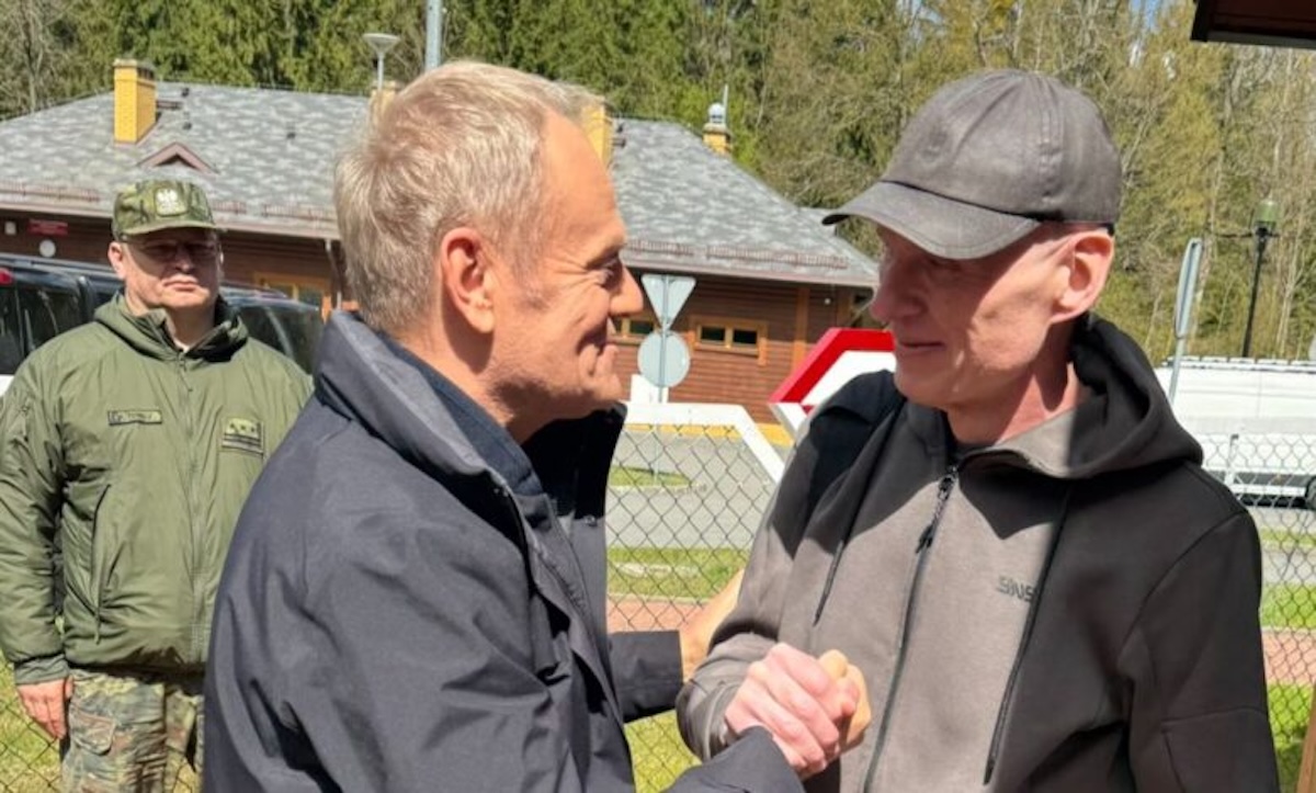Jurnalistul Andrzej Poczobut și președintele Poloniei