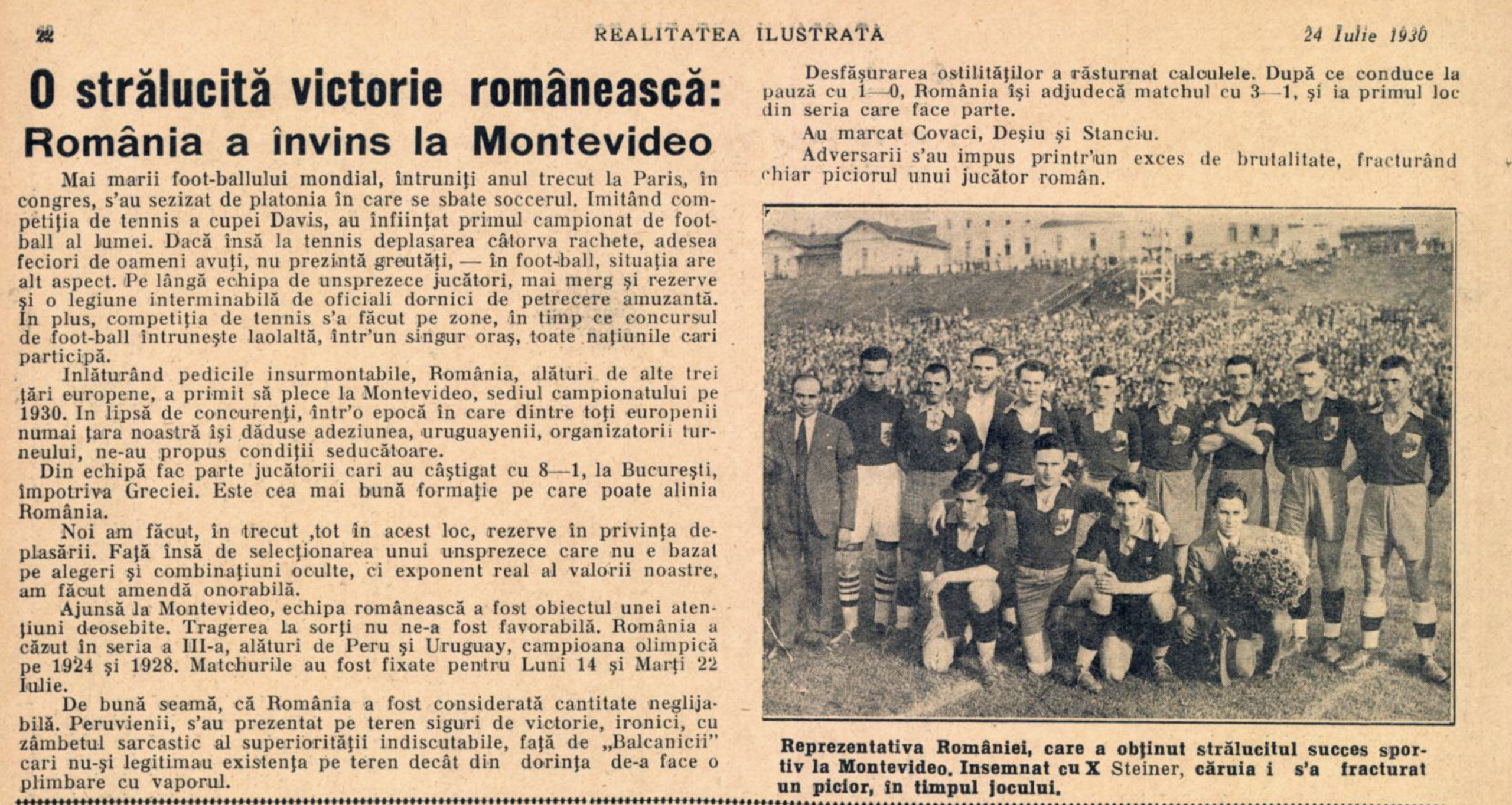 Prima victorie a Romaniei la fotbal