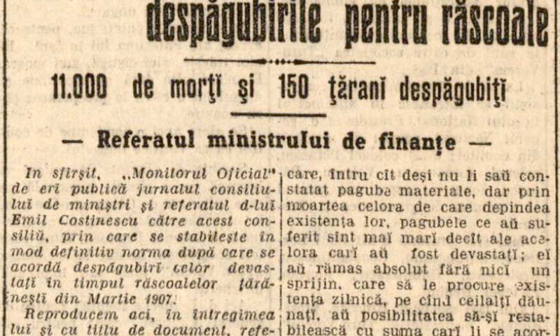 Răscoala din 1907 și mitul celor 11.000 de morți. Anatomia unei cifre între propagandă și adevăr istoric