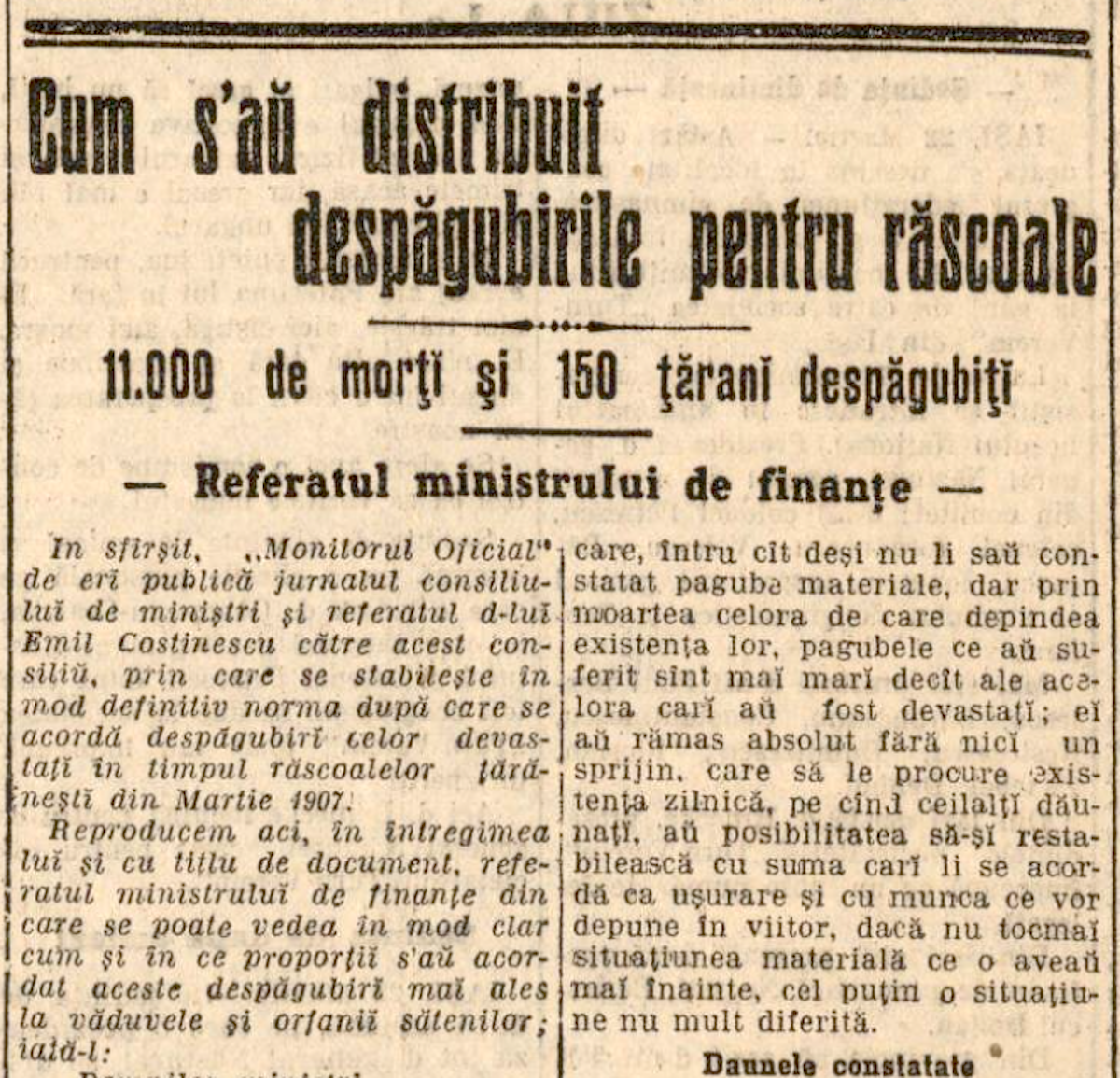 Răscoala din 1907 și mitul celor 11.000 de morți. Anatomia unei cifre între propagandă și adevăr istoric