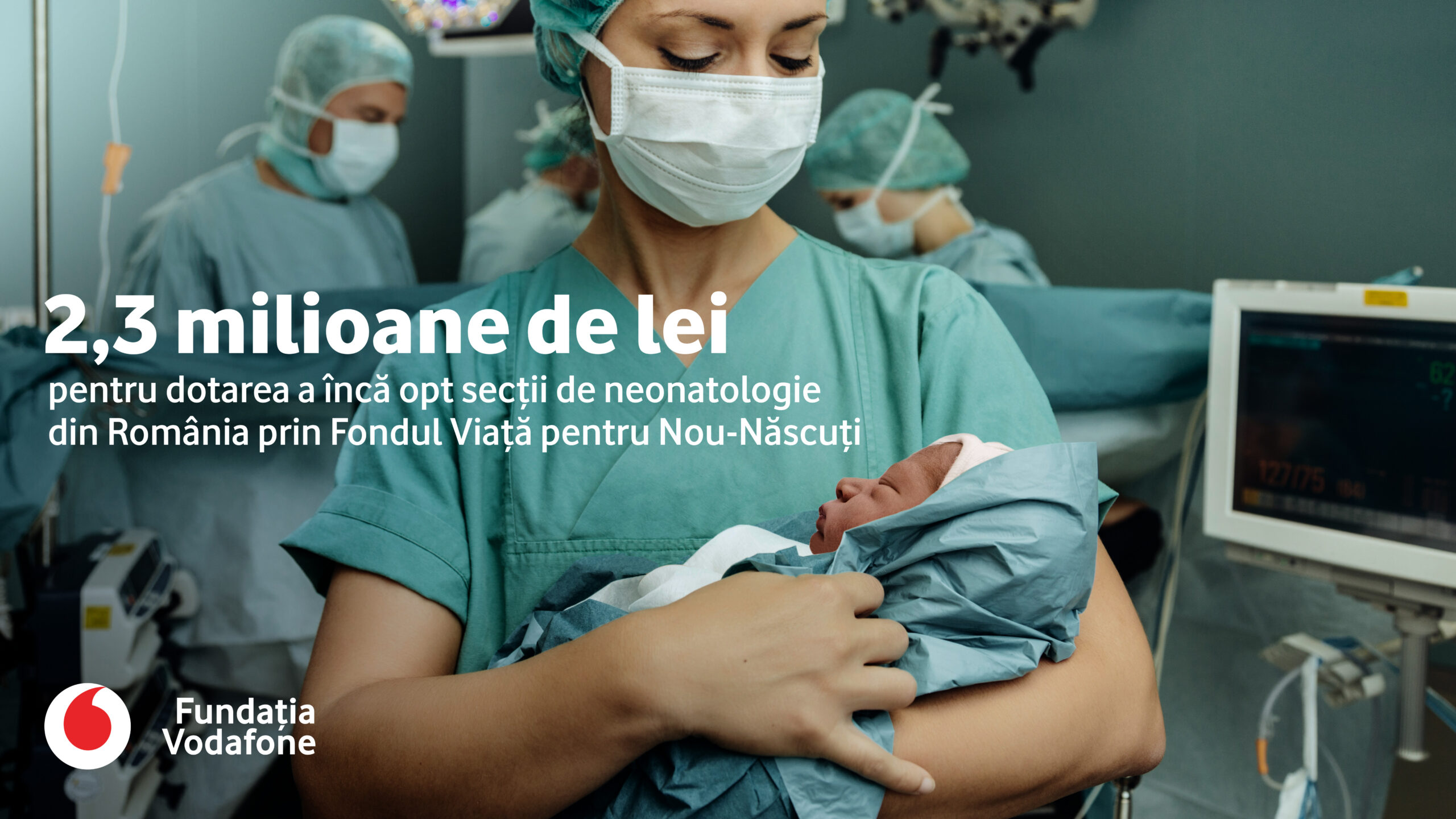 Fundația Vodafone investește 2,3 milioane de lei în dotarea a opt secții de neonatologie din România
