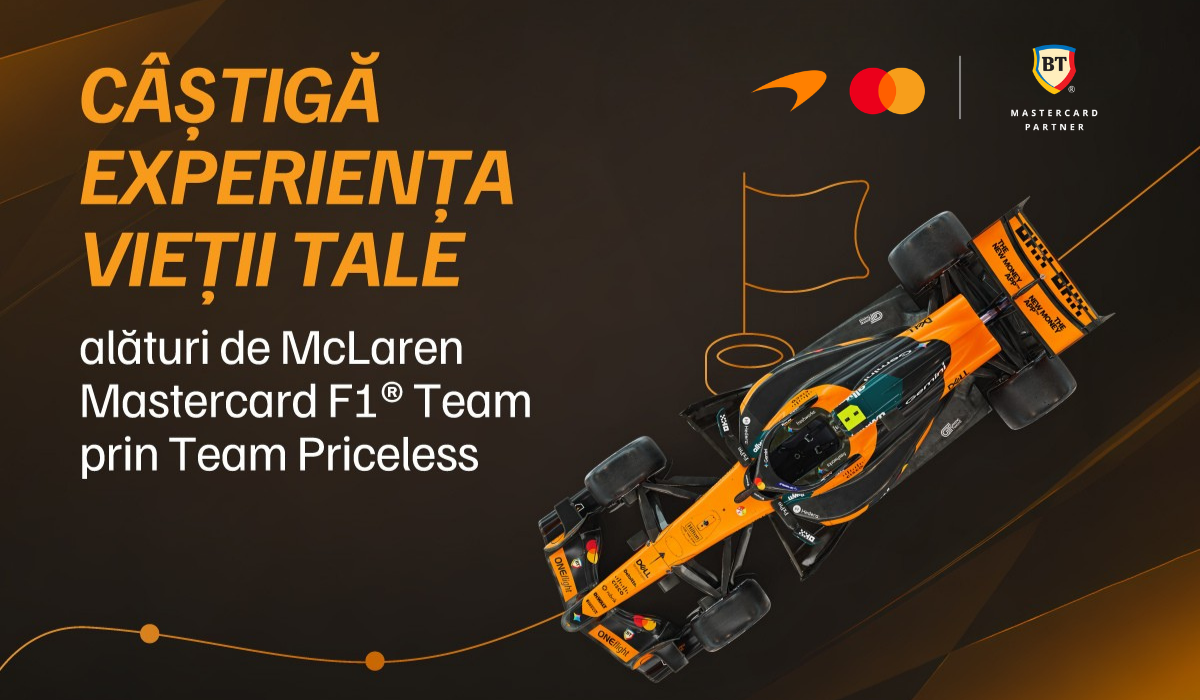 Doi români pot ajunge în inima echipei McLaren la Formula 1. Tot ce trebuie să faci e să răspunzi corect la un quiz organizat de Banca Transilvania