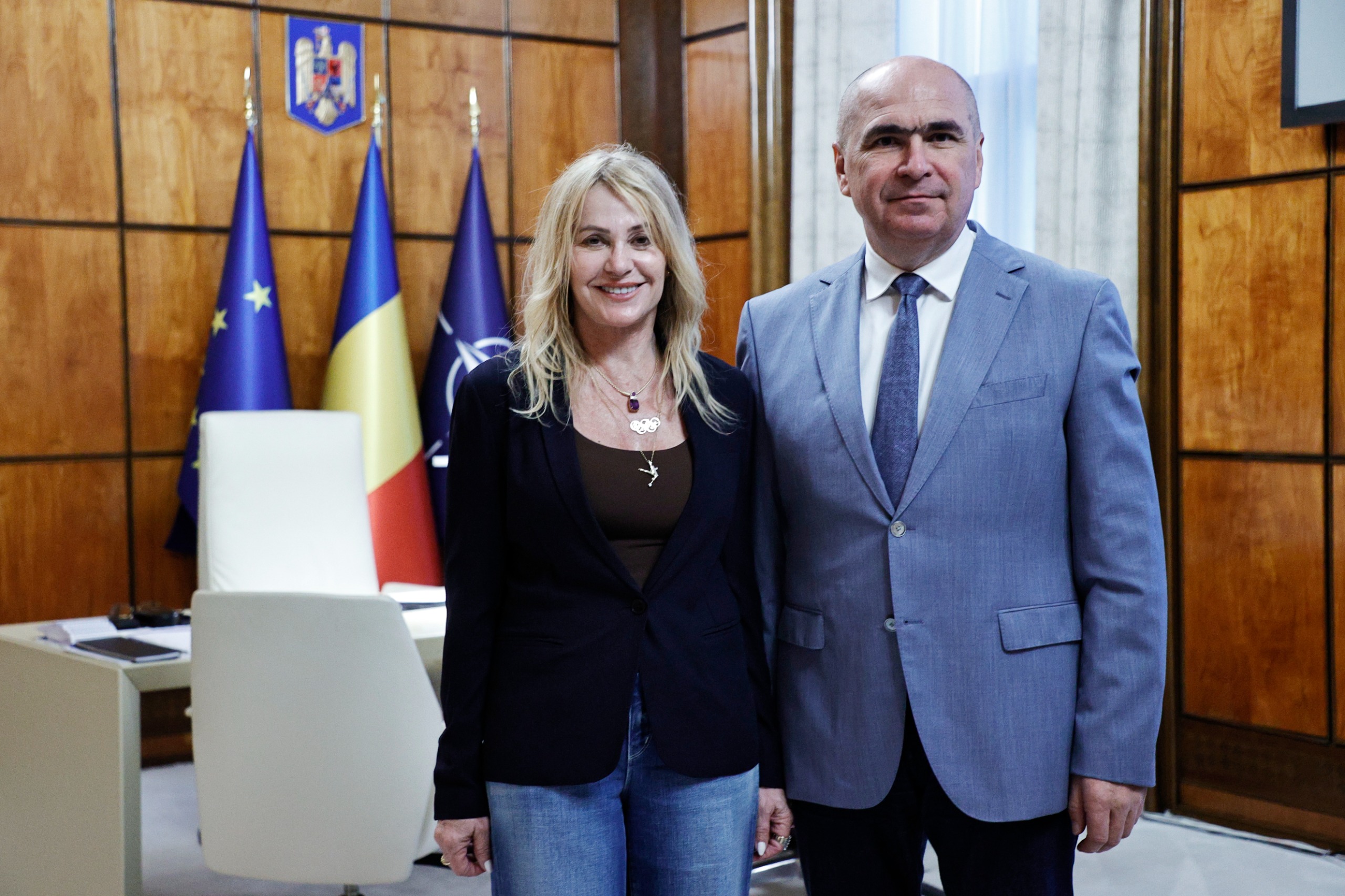 Nadia Comăneci, întâlnire cu Ilie Bolojan la Palatul Victoria. Evenimente speciale dedicate „Anului Nadia”