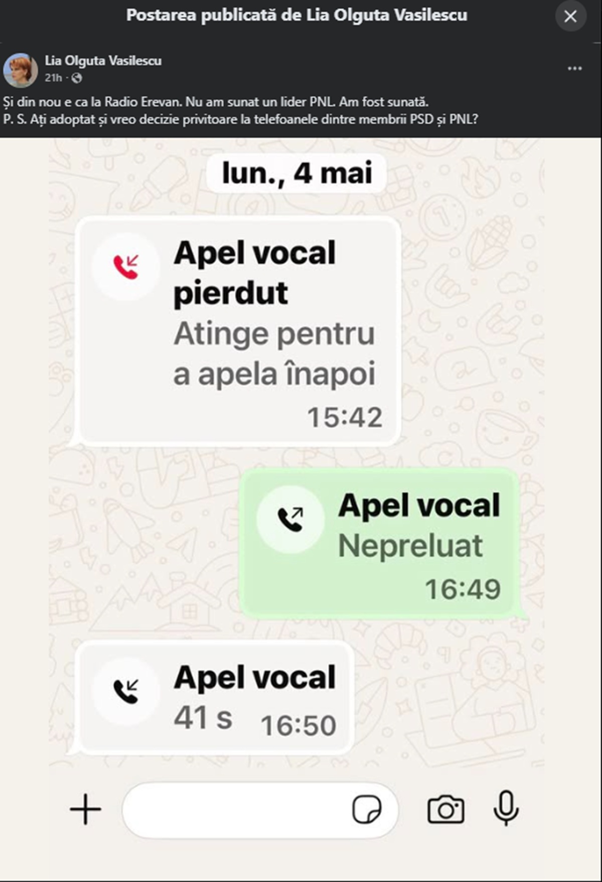 Postare Lia Olguța Vasilescu