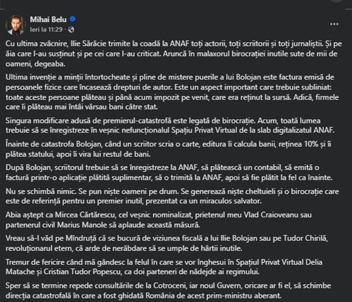 Postare Mihai Belu