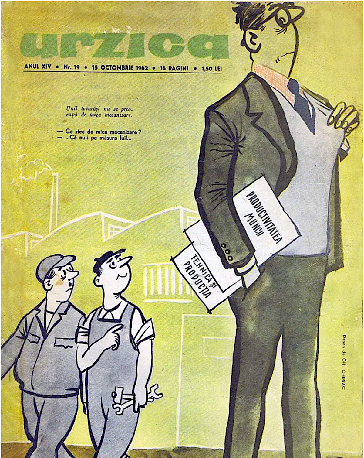 Caricatura din Urzica în care era satirizat birocratul