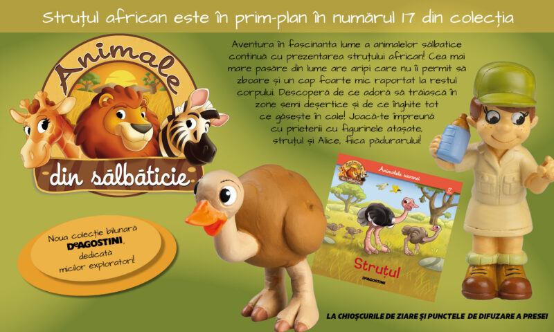 Aflați totul despre struțul african! Numărul 17 din „Animale din sălbăticie”, la chioșcuri din 26 mai