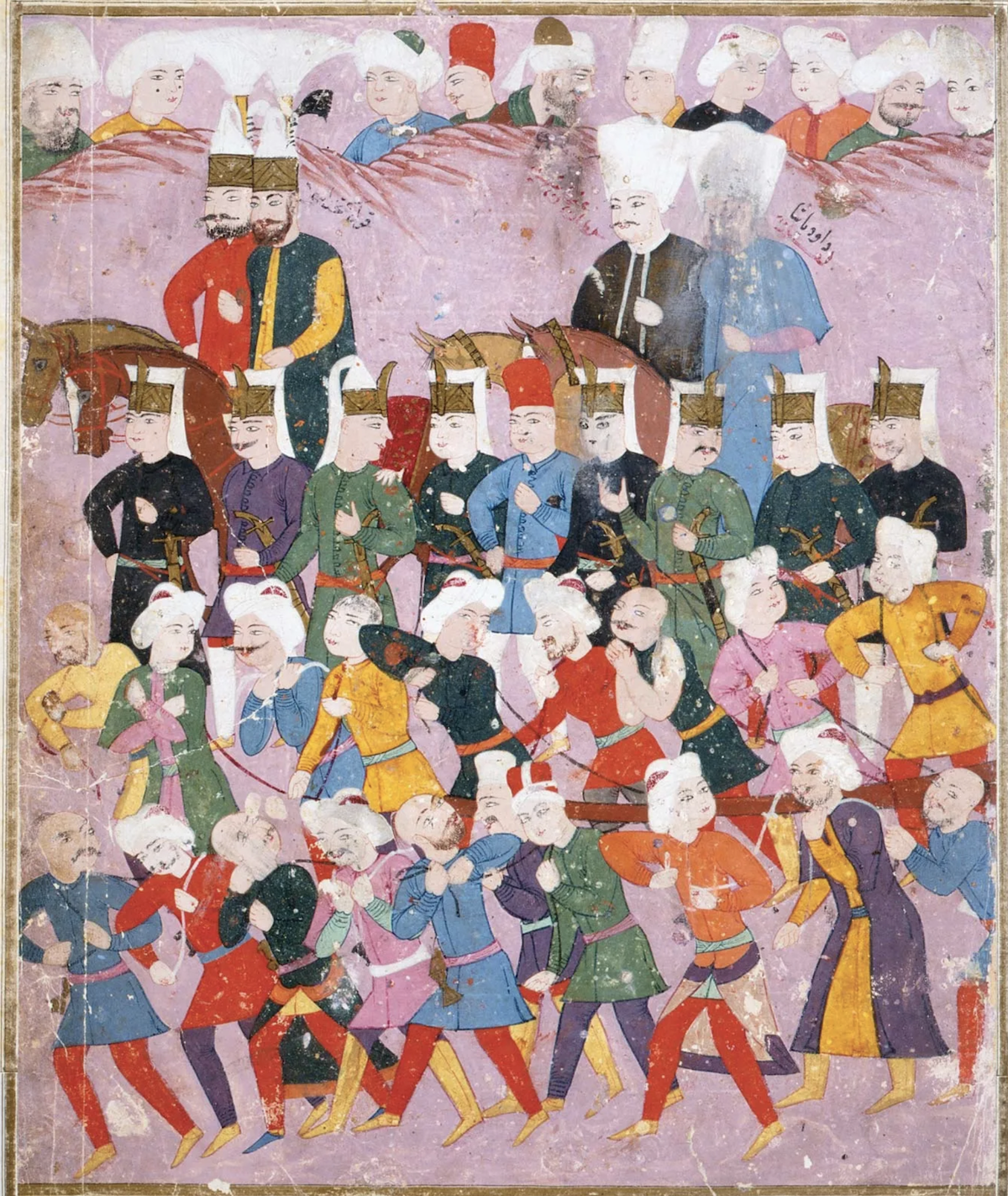 Sultanul Osman al II-lea, însoțit de ieniceri
