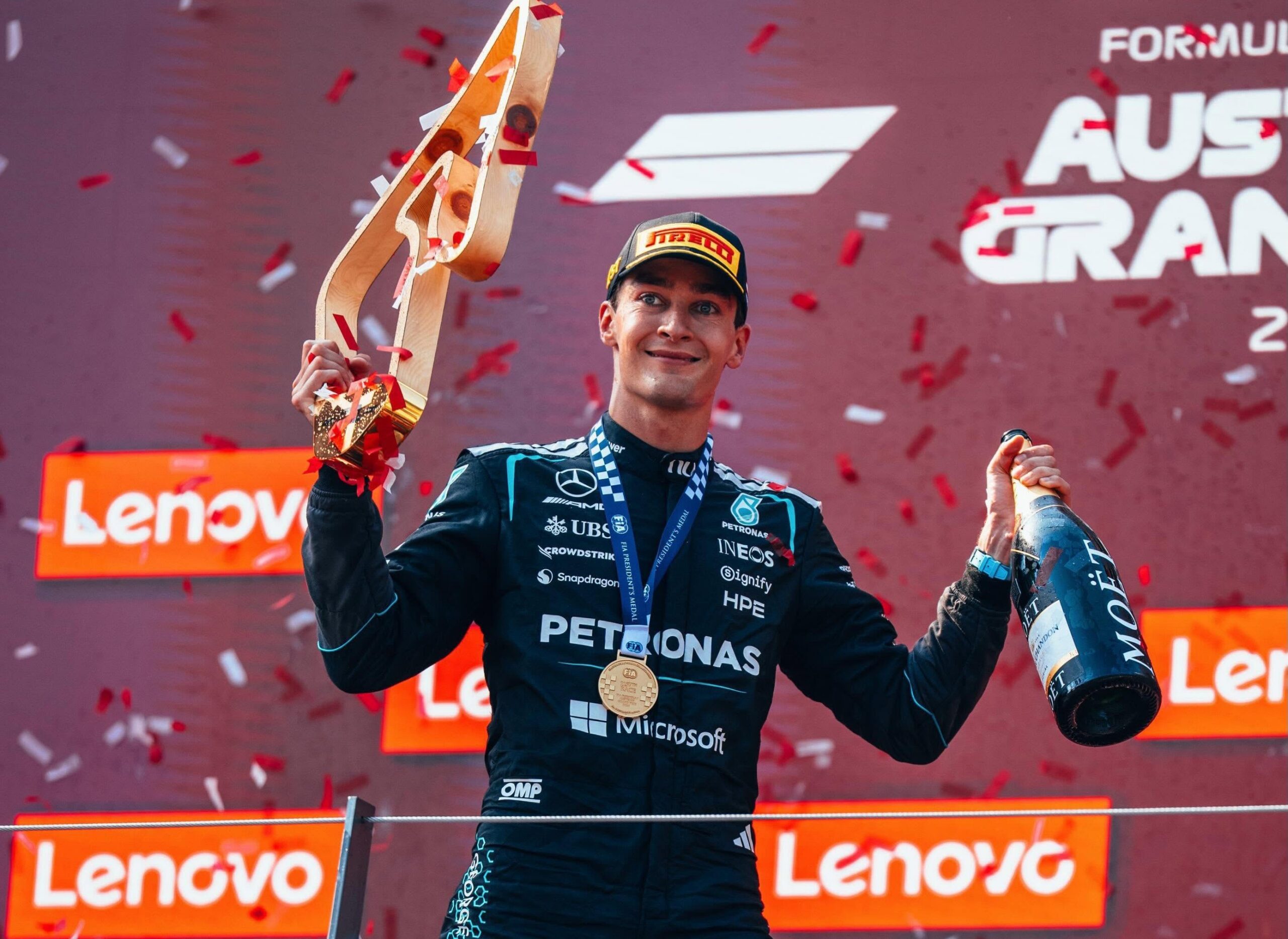 George Russell a câștigat Marele Premiu al Austriei. Verstappen și Antonelli au completat podiumul