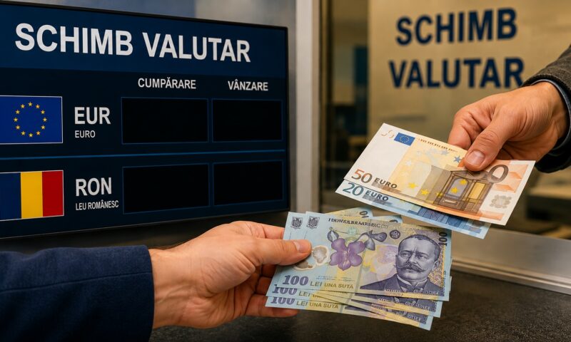 Euro continuă să scadă față de leu. Cursul anunțat de BNR pentru marți