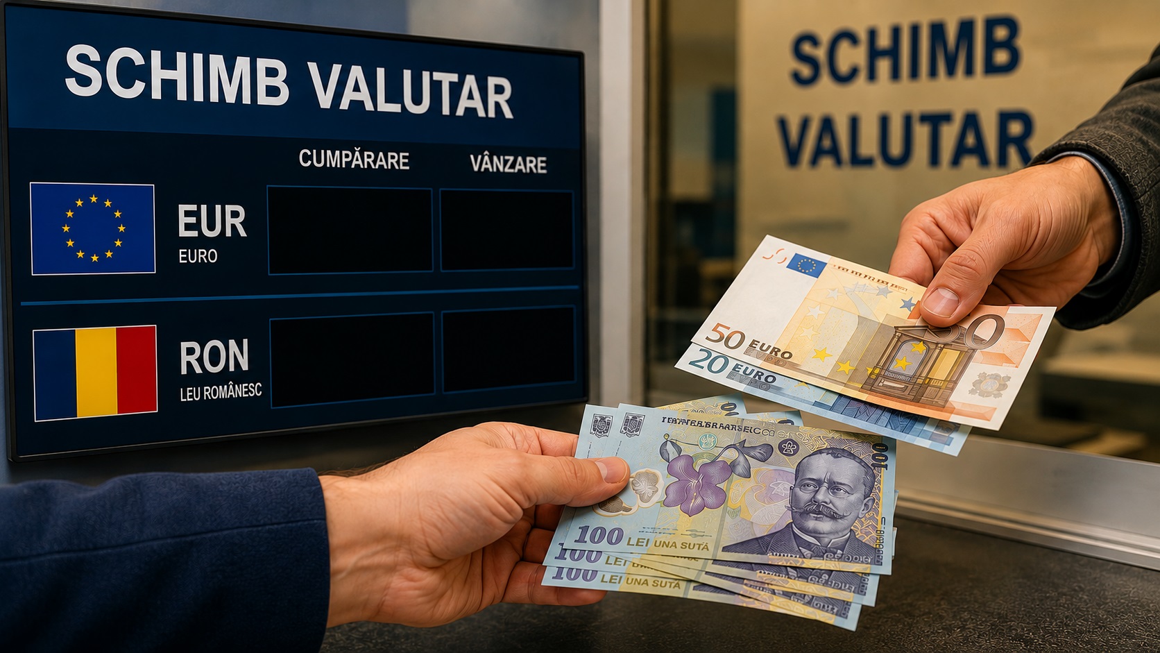 Euro continuă să scadă față de leu. Cursul anunțat de BNR pentru marți
