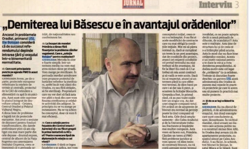 De ce a cerut Ilie Bolojan, în 2012, orădenilor să voteze pentru demiterea președintelui Traian Băsescu. Îl considera scandalagiu
