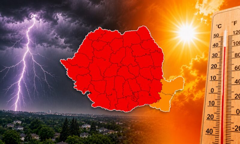 ANM extinde alerta  Cod roșu de caniculă și furtuni puternice în mai multe regiuni