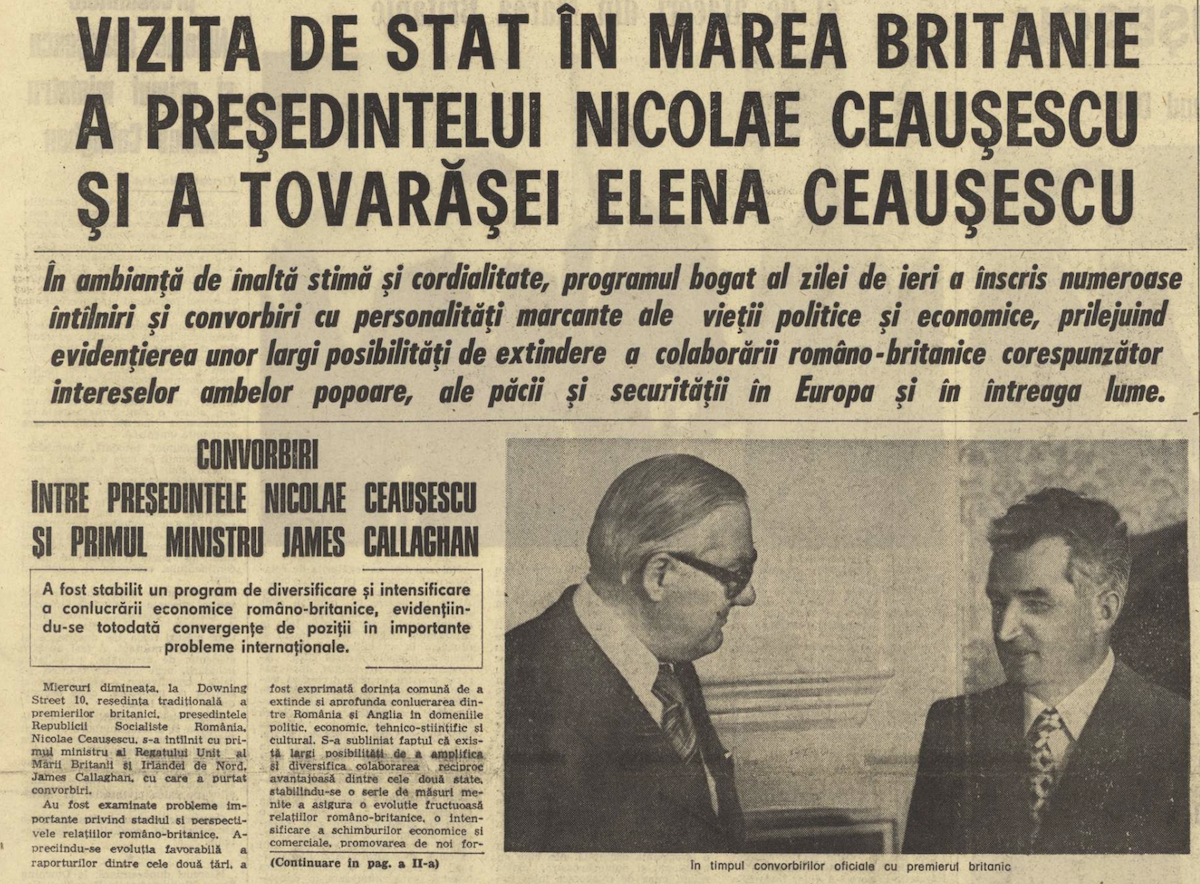 Vizita lui Nicolae Ceaușescu la Londra – 1978. Cu premierul britanic
